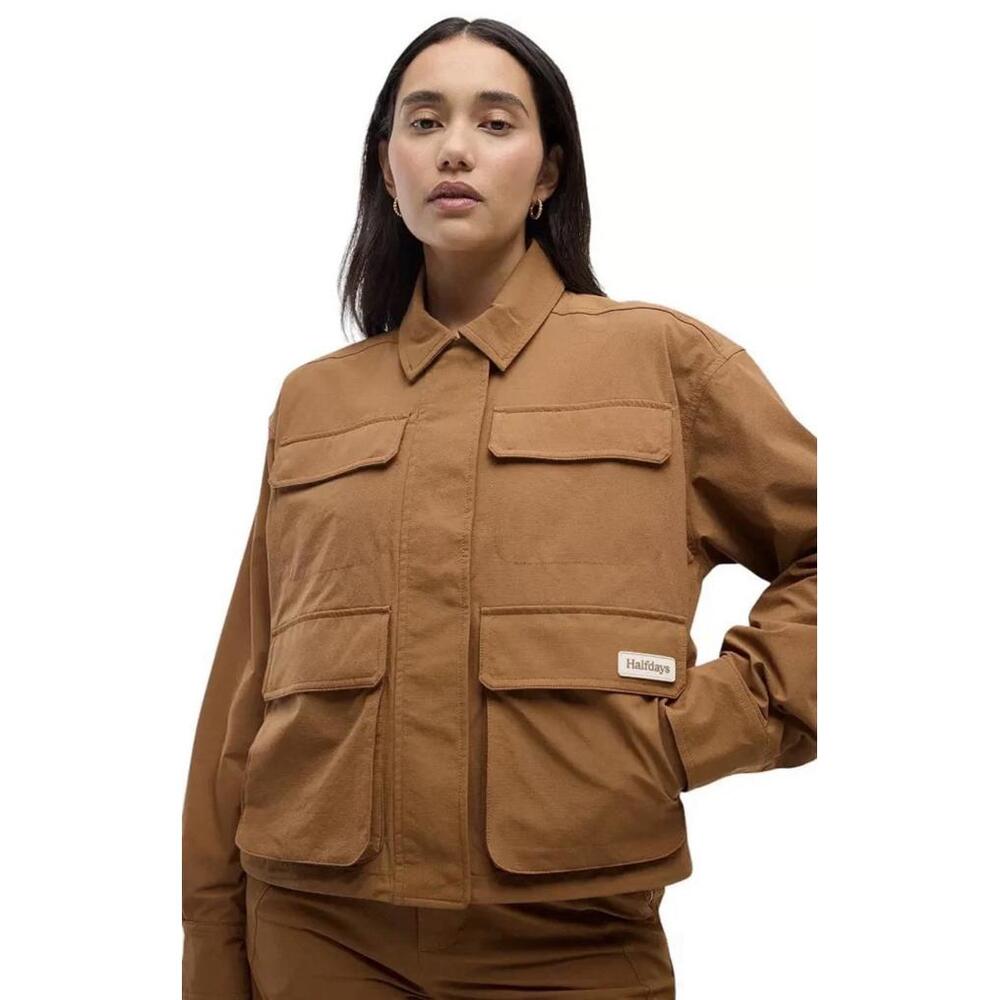 $145 Halfdays Women's Nan Field Jacket Full Zip Nuthatch Snap Button Size M - Picture 3 of 8